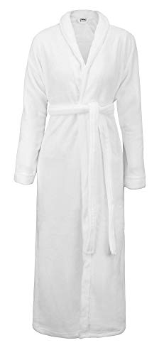 Simplicity Men/Women Luxurious Plush Kimono Bathrobe - White