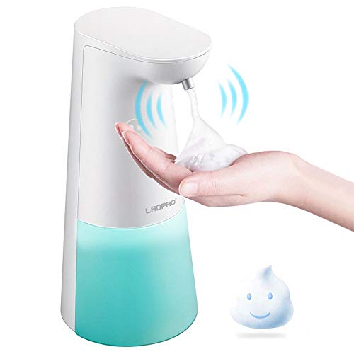 LAOPAO Soap Dispenser, Touchless Foaming Soap Dispenser Hand Free Countertop Soap Dispensers 240ml Xmas Gift Automatic Soap Pump for Bathroom Kitchen (White)