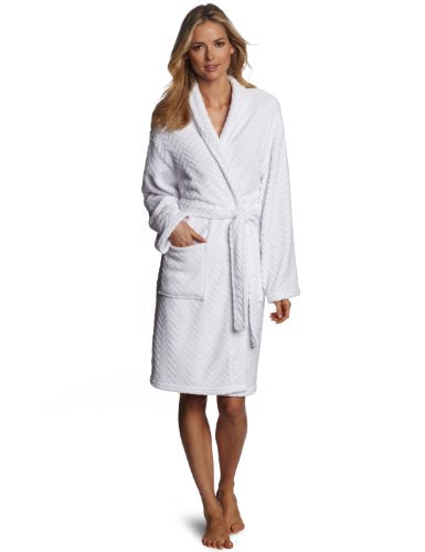 Hotel Spa Textured Plush Robe, Optic White