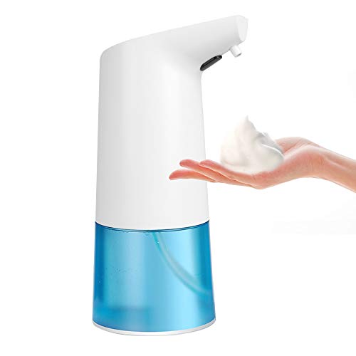 mixigoo Automatic Touchless Foam Soap Dispenser - 14 OZ Liquid Dispenser 3 Adjustable Dispensing Volume, IP65 Waterproof, Electric Soap Dispenser for Kids,Adults, Kitchen (Warm White) (White)