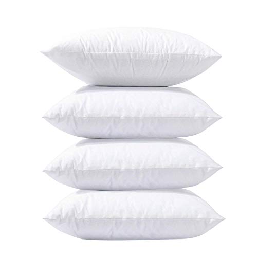 Throw Pillow Inserts, Set of 4 Hypoallergenic Square Form Decorative Throw Pillows