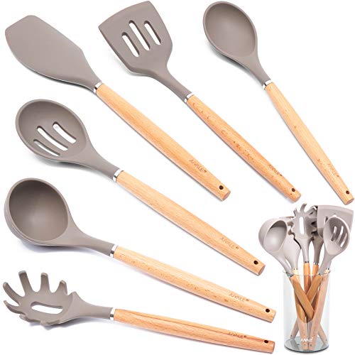 Silicone Bamboo Nonstick Kitchen Utensil Set with Holder