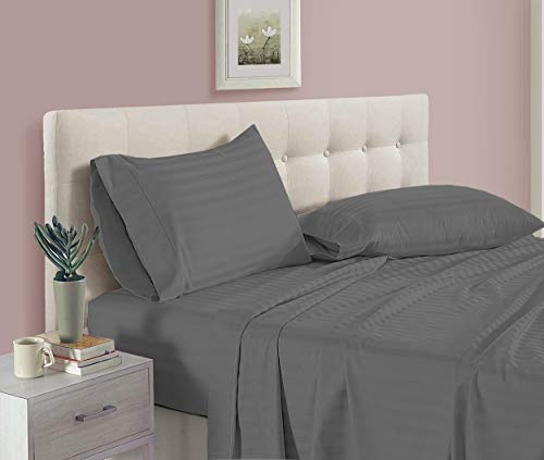 Budget 300 Thread Count Full Sheet Set - Grey Stripe