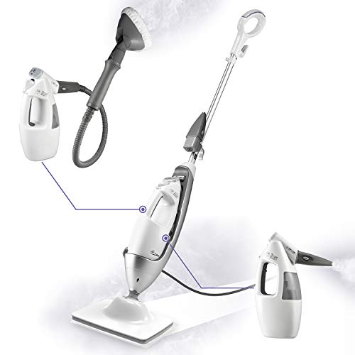 LIGHT 'N' EASY Multifunctional Steam Mop with Detachable Handheld Unit Floor Steamers Cleaner for Hardwood,Grout,Tile White, 7688ANW