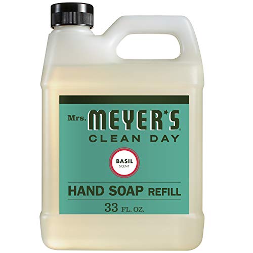 Mrs. Meyer's Clean Day Liquid Hand Soap Refill, Cruelty Free and Biodegradable Formula, Basil Scent, 33 oz