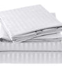 Mellanni Striped Bed Sheet Set - Brushed Microfiber 1800 Bedding - Wrinkle, Fade, Stain Resistant - 4 Piece (Queen, White)