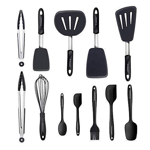 12pcs Nonstick Kitchen Utensil Set Rubber Fish Spatulas