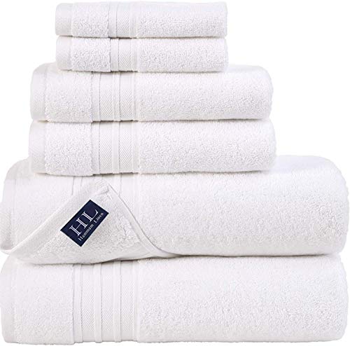 Premium Quality 6 Piece Set Bath Towels - White