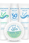 BERGMAN KELLY Round Sanitary Soap Bars, Shampoo & Conditioner 3-Piece Set (0.5 oz each, 150 pc, White Tea), Delight Your Guests with Revitalizing & Refreshing Bulk Travel Toiletries & Hotel Amenities