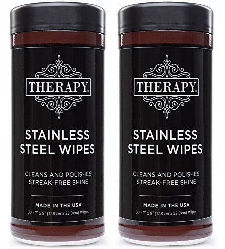 Therapy Stainless Steel Wipes, 30 Count (2 Pack) - Best for Cleaner and Polish of Kitchen Appliances, Refrigerator, Dishwasher, Oven, Stove, Sink, and Microwave