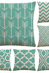 Simple Stripe Sea Green Cotton Decorative Cushion Cover, 6 Pack Pillow Cases