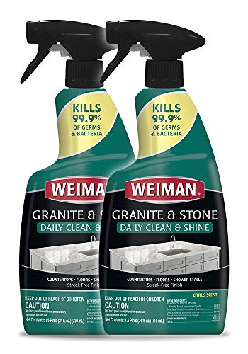 Weiman Disinfectant Granite Daily Clean & Shine - 24 Ounce (2 Pack) Safely Clean Disinfect and Shine Granite Marble Soapstone Quartz Quartzite Slate Limestone Corian Laminate Tile Countertop
