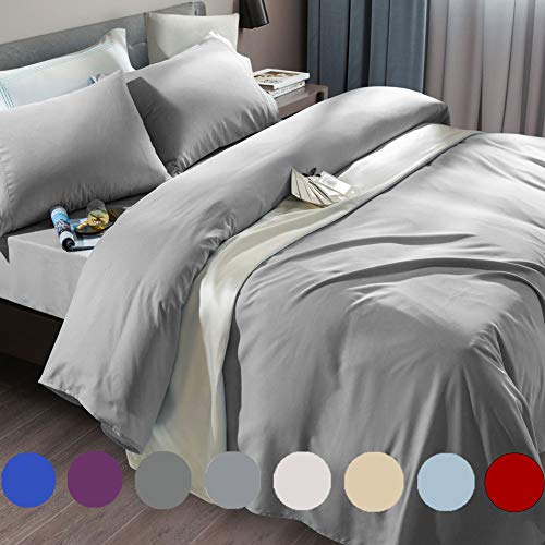 SONORO KATE Bed Sheet Set Super Soft Microfiber 1800 Thread Count Luxury Egyptian Sheets Fit 18-24 Inch Deep Pocket Mattress Wrinkle and Hypoallergenic-6 Piece (Grey, Queen)