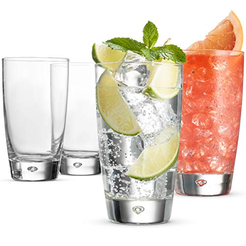 LUNA Italian Drinking Glasses - 15 Ounce Water Glass (Set of 4)