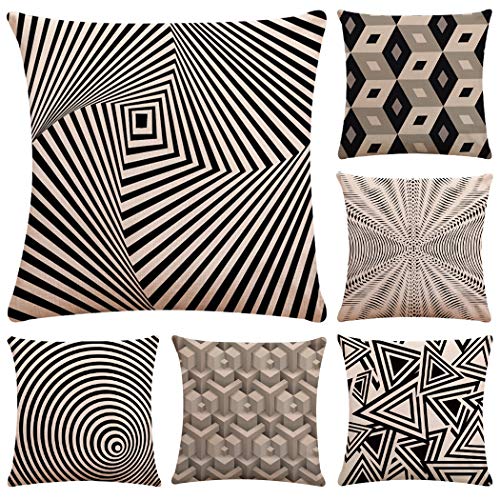 Geometric Cotton Decorative Cushion Cover, 6 Pack Pillow Cases