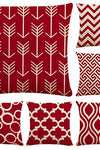 Simple Stripe Red Cotton Decorative Cushion Cover, 6 Pack Pillow Cases