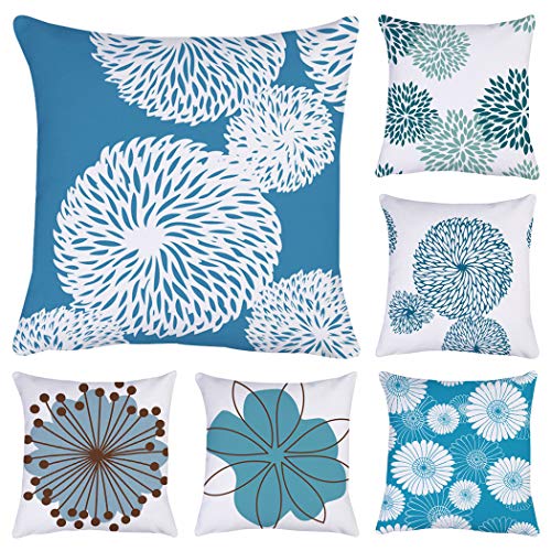 Flower Cotton Decorative Cushion Cover, 6 Pack Pillow Cases