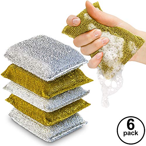 SPONGENATOR Kitchen Scrubbing Sponges - Heavy Duty Non-Scratch Scrubbing Cleaner Sponges in 2 Colors - Multi-Surface Non-Metal Dish Scouring Scrubbers for Fast Cleaning (6)