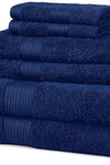 Basics 6-Piece Fade-Resistant Bath Towel Set - Navy Blue