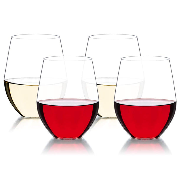 Stemless Unbreakable Red and White Wine Glasses